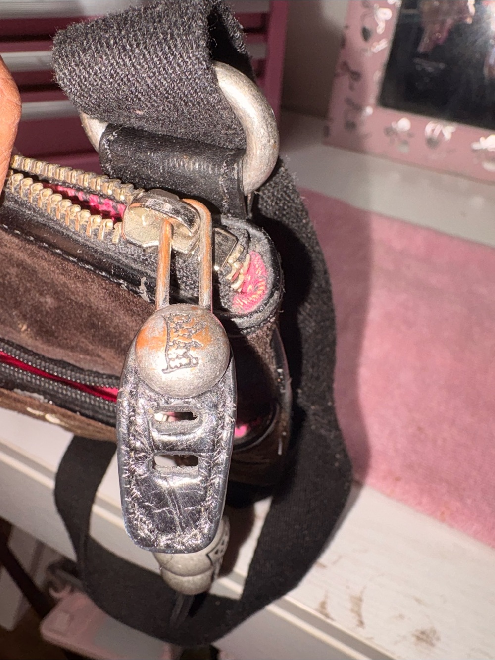 Juicy Couture Dark Brown Velvet Crossbody with Embroidered Crest - Picture 7 of 7